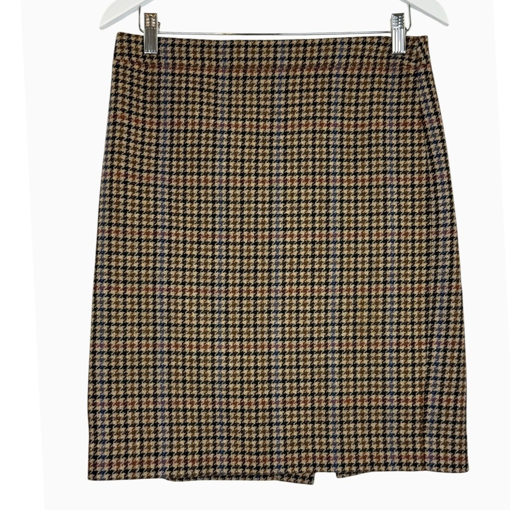 J.Crew Mercantile H0657 Size 4 Houndstooth Wool Blend Pencil Skirt Lined
